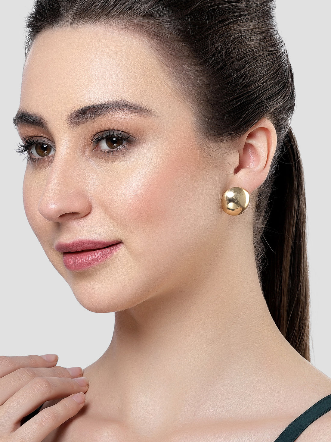 Bohey by KARATCART Gold Plated Round Stud Earrings for Women