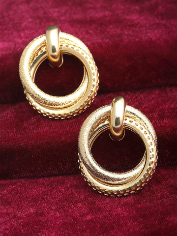 Bohey by KARATCART Gold Plated Double Hoop Earrings for Women