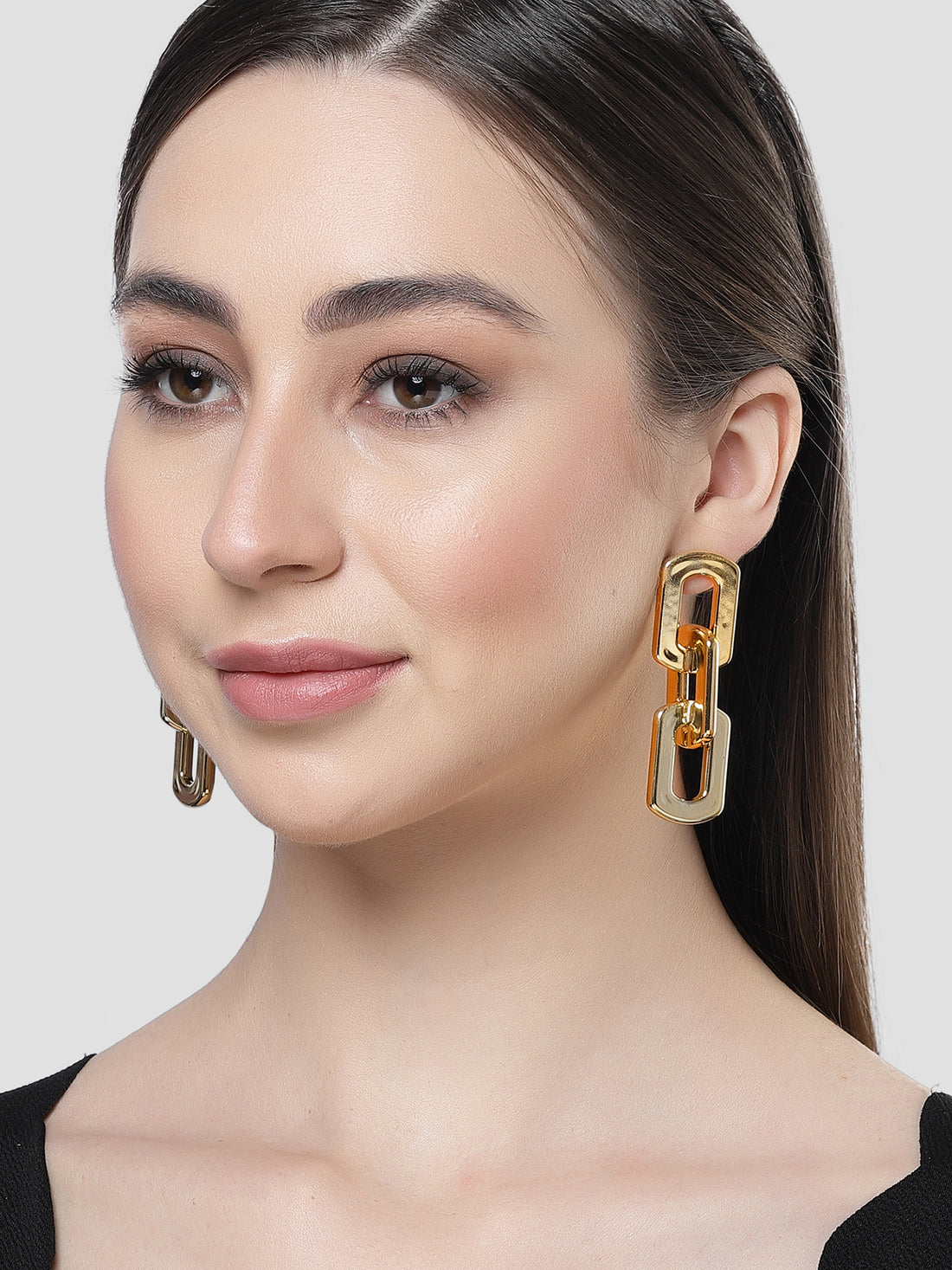 Bohey by KARATCART Gold Plated Link Drop Earrings for Women