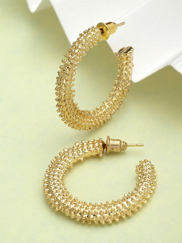 Bohey by KARATCART Gold Plated Asymmetric Hoop Earrings for Women