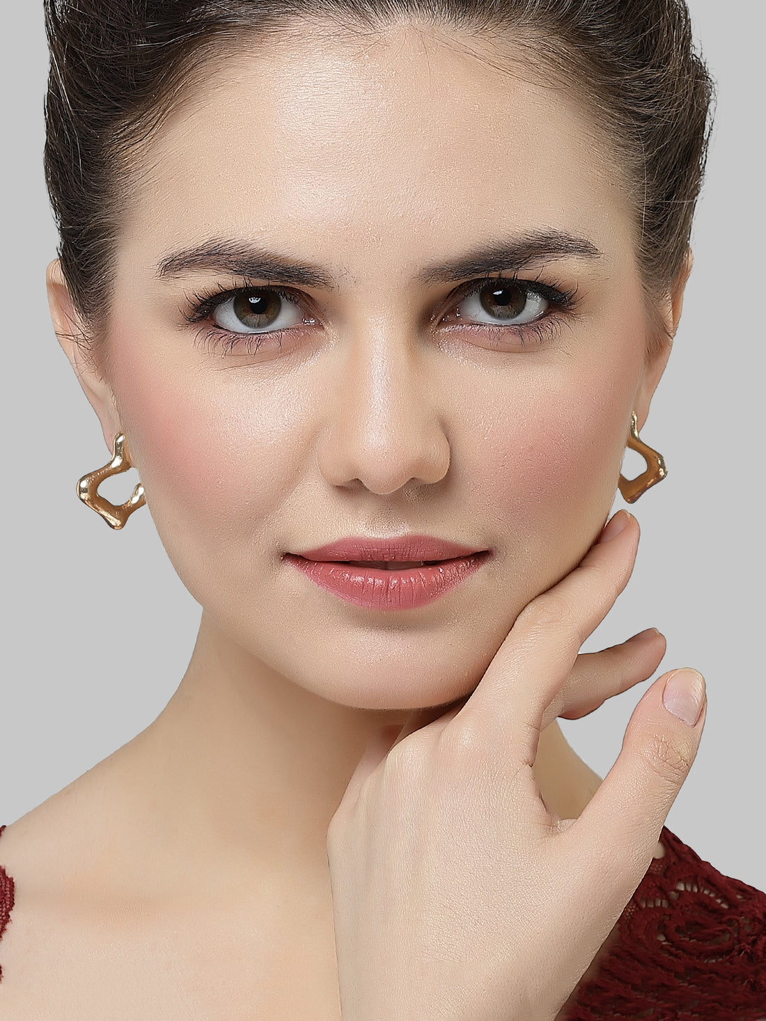 Bohey by KARATCART Gold Plated Half Hoop Earring for Women