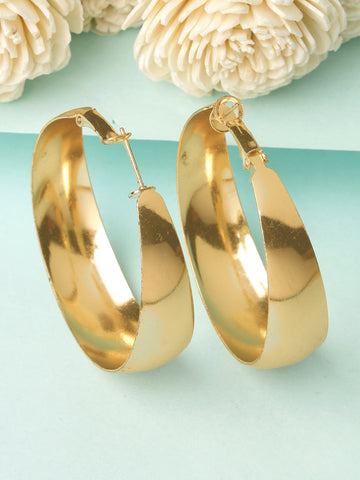 Bohey by KARATCART Trendy Fashion Metal Golden Tone Hoop Earrings for Women