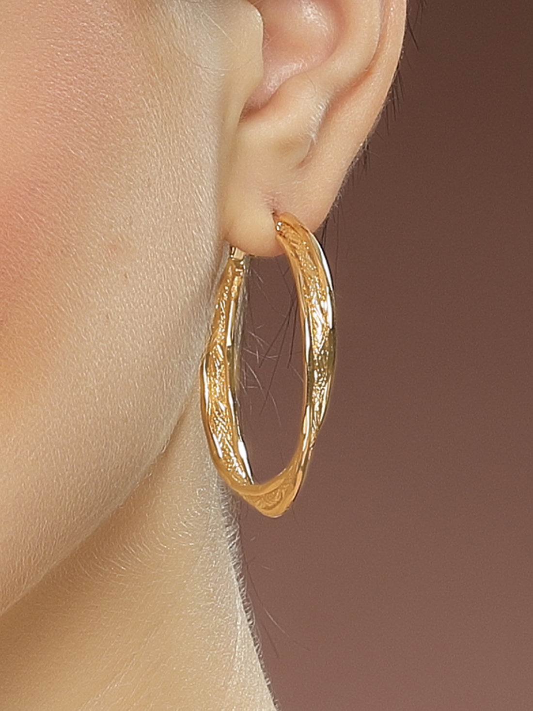 Bohey by KARATCART Trendy Big Round Golden Tone Hoop Earrings for Women