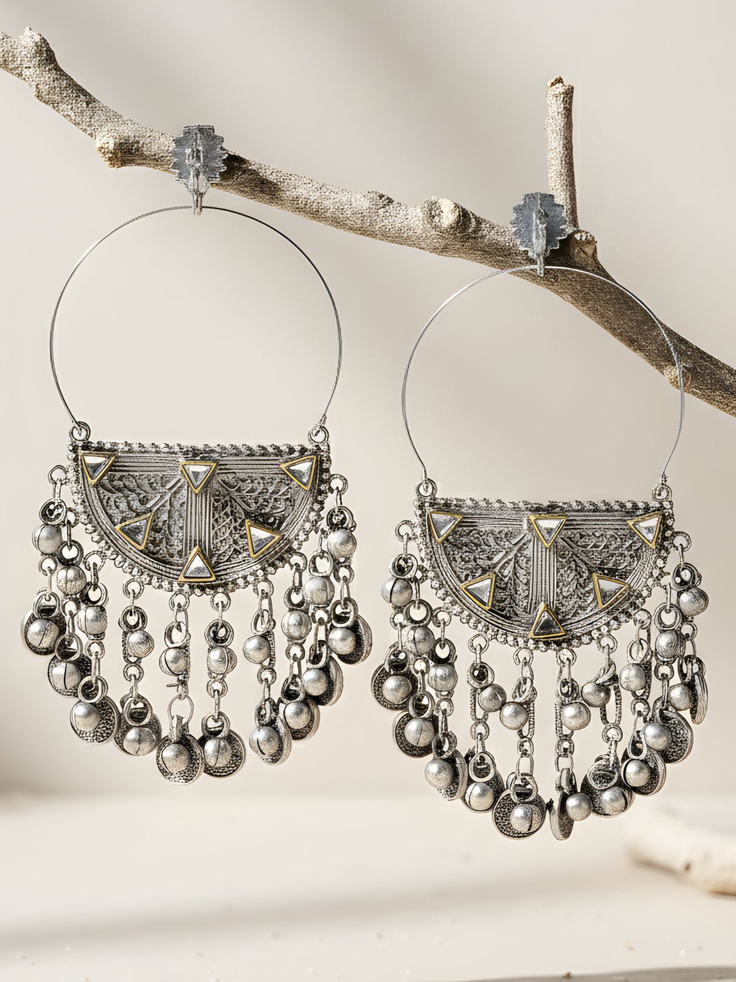 Karatcart Silver-Plated Contemporary Oxidised Dangler Earrings for Women