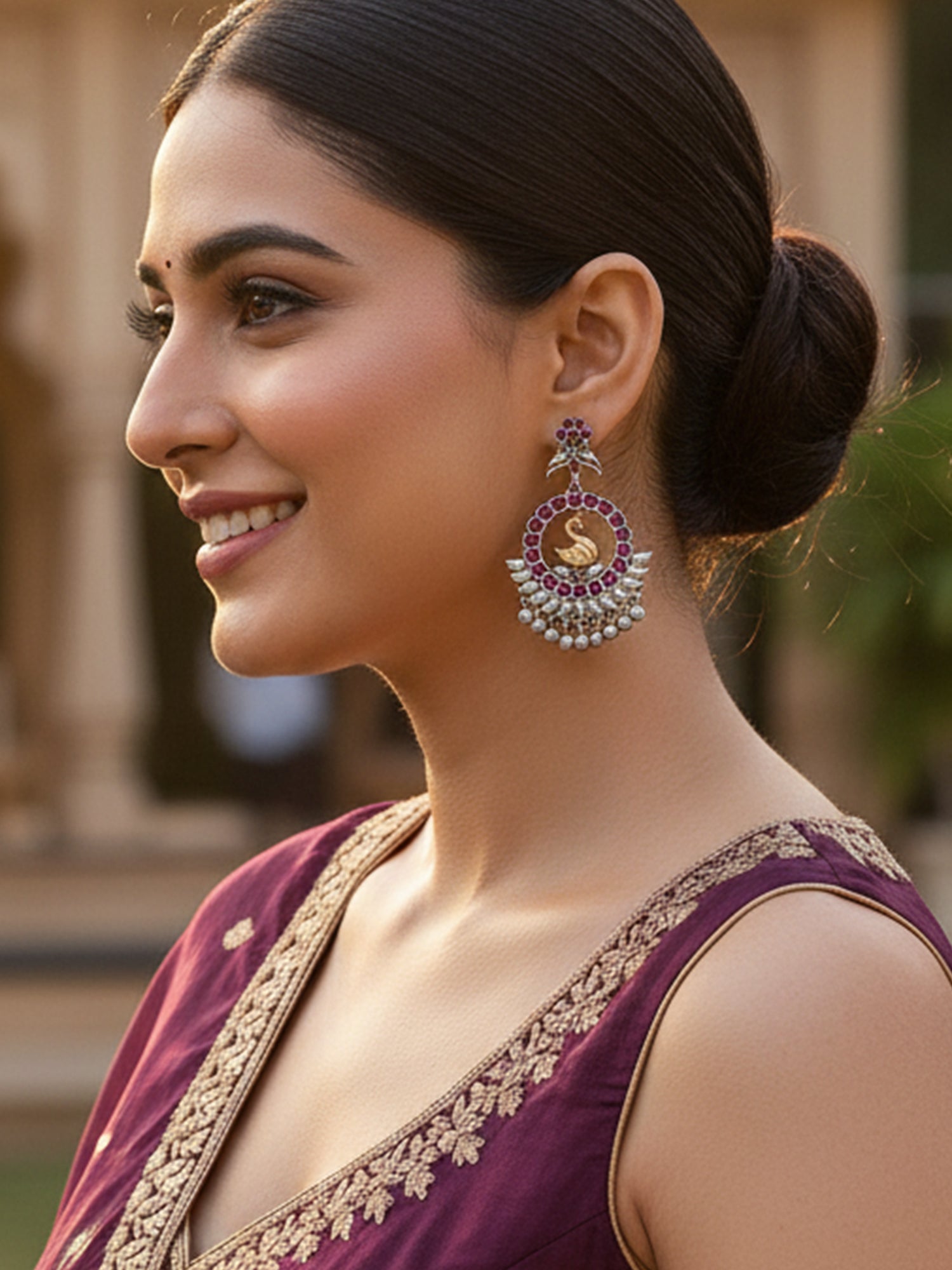 Karatcart Antique Silver Plated Peacock Tribal Drop Earrings for Women