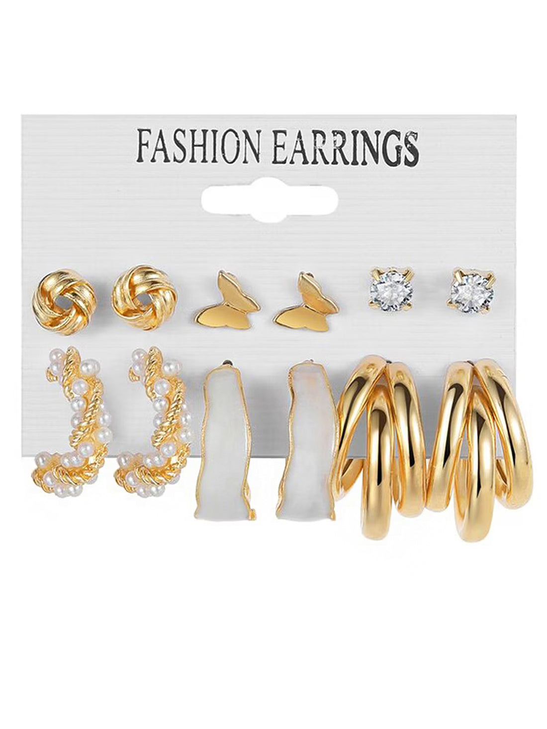 Bohey by KARATCART Combo of 6 Pairs Gold Color Imitation Pearl Hoop Earring Set for Women