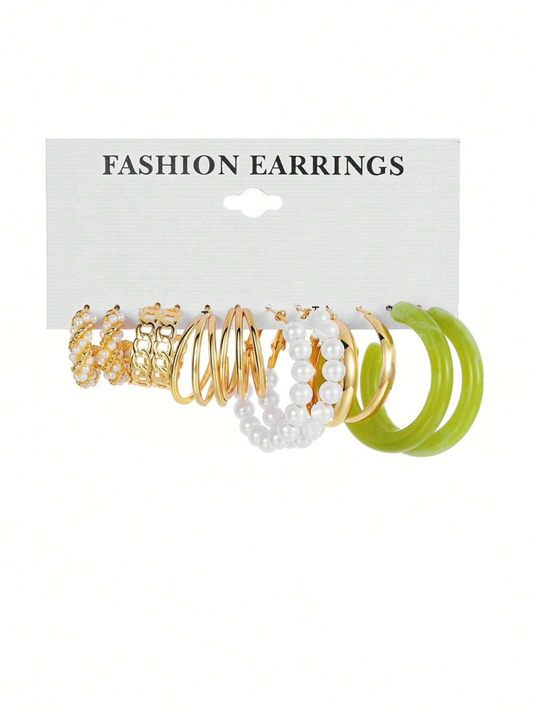 Bohey by KARATCART Gold Plated Combo of 6 Pairs Fashion White Pearl Hoop Earrings Set for Women