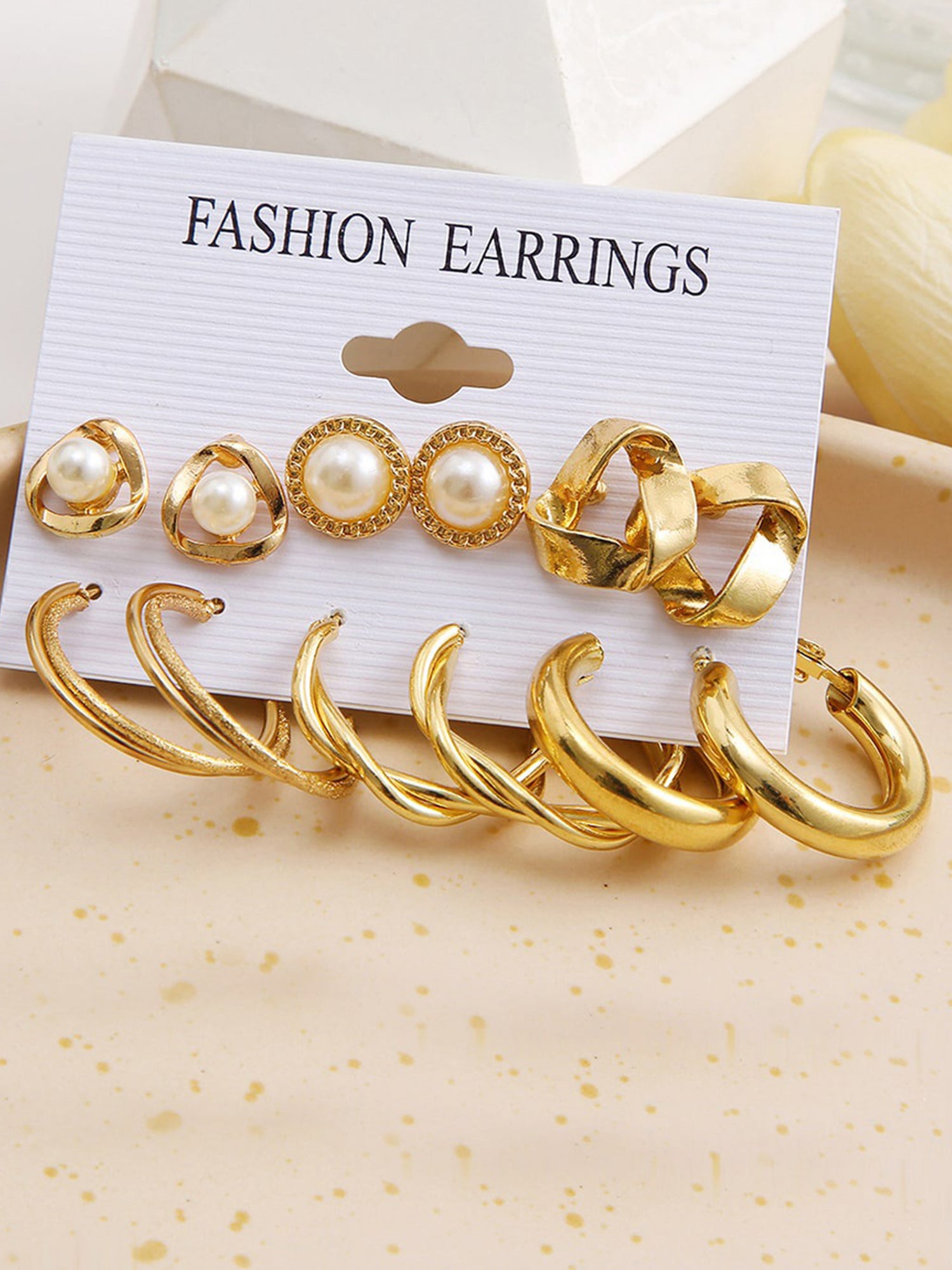 Bohey by KARATCART Combo of 6 Pairs Gold-Plated Fashion Hoop and Stud Earrings Set for Women