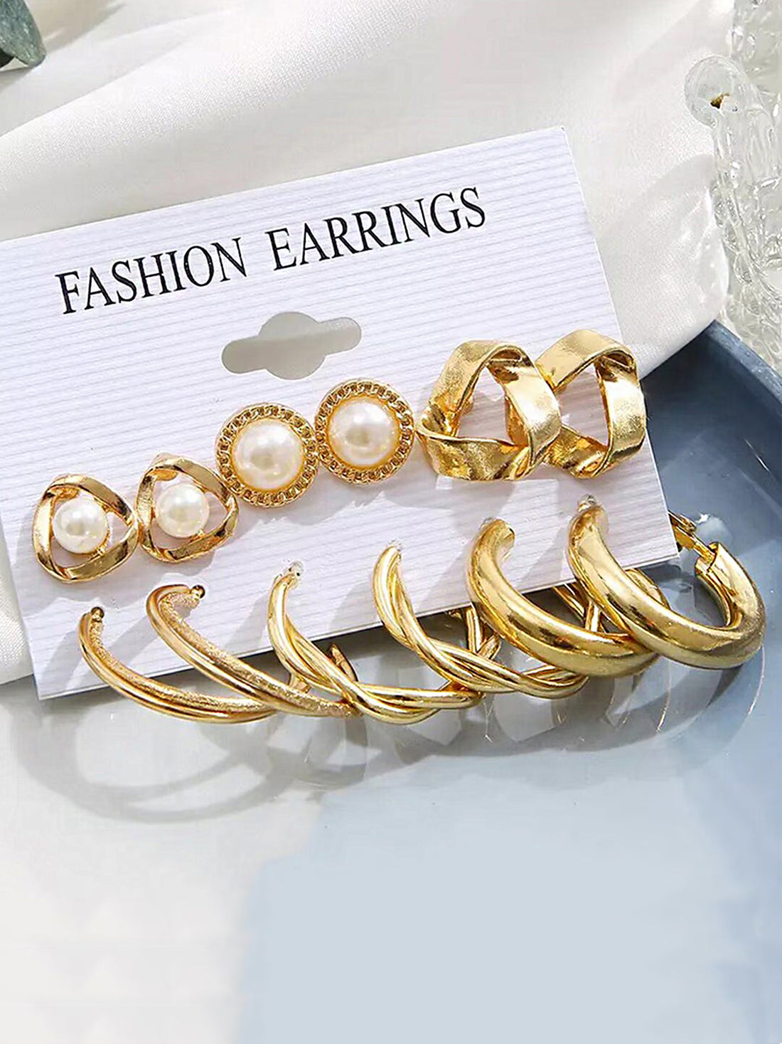 Bohey by KARATCART Combo of 6 Pairs Gold-Plated Fashion Hoop and Stud Earrings Set for Women