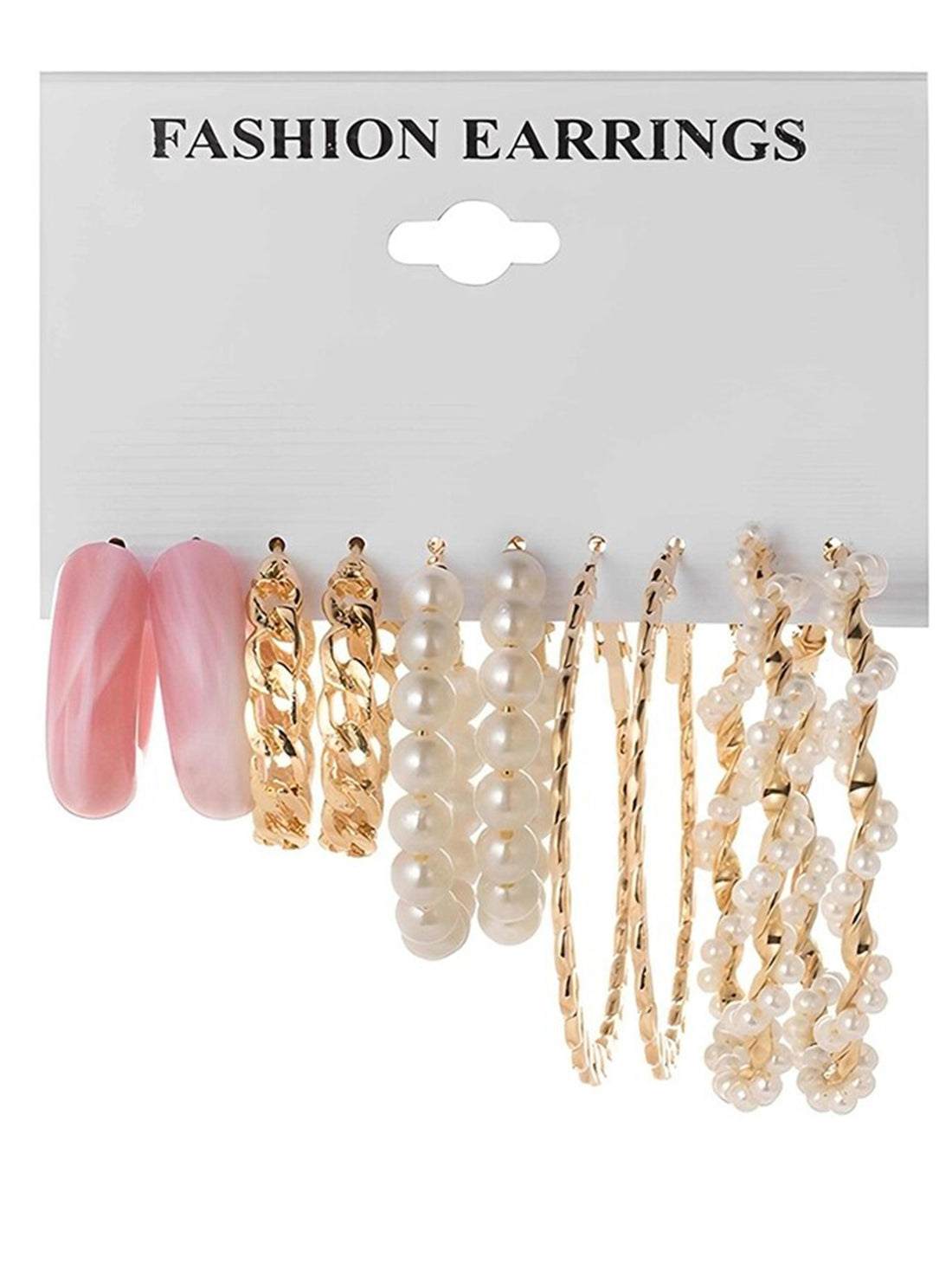 Bohey by KARATCART Combo of 5 Pairs Pearl Gold-Plated Fashion Hoop Earrings Set for Women