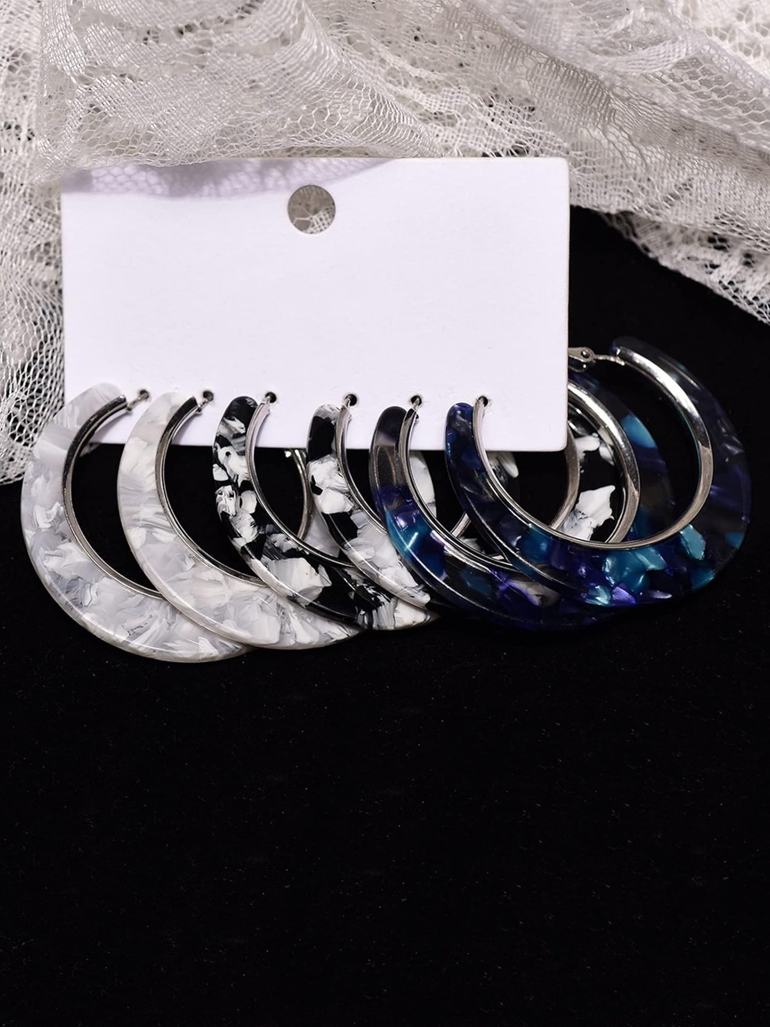 Bohey by KARATCART Set of 3 Pairs Silver Tone Multicolor Hoop Earrings for Women