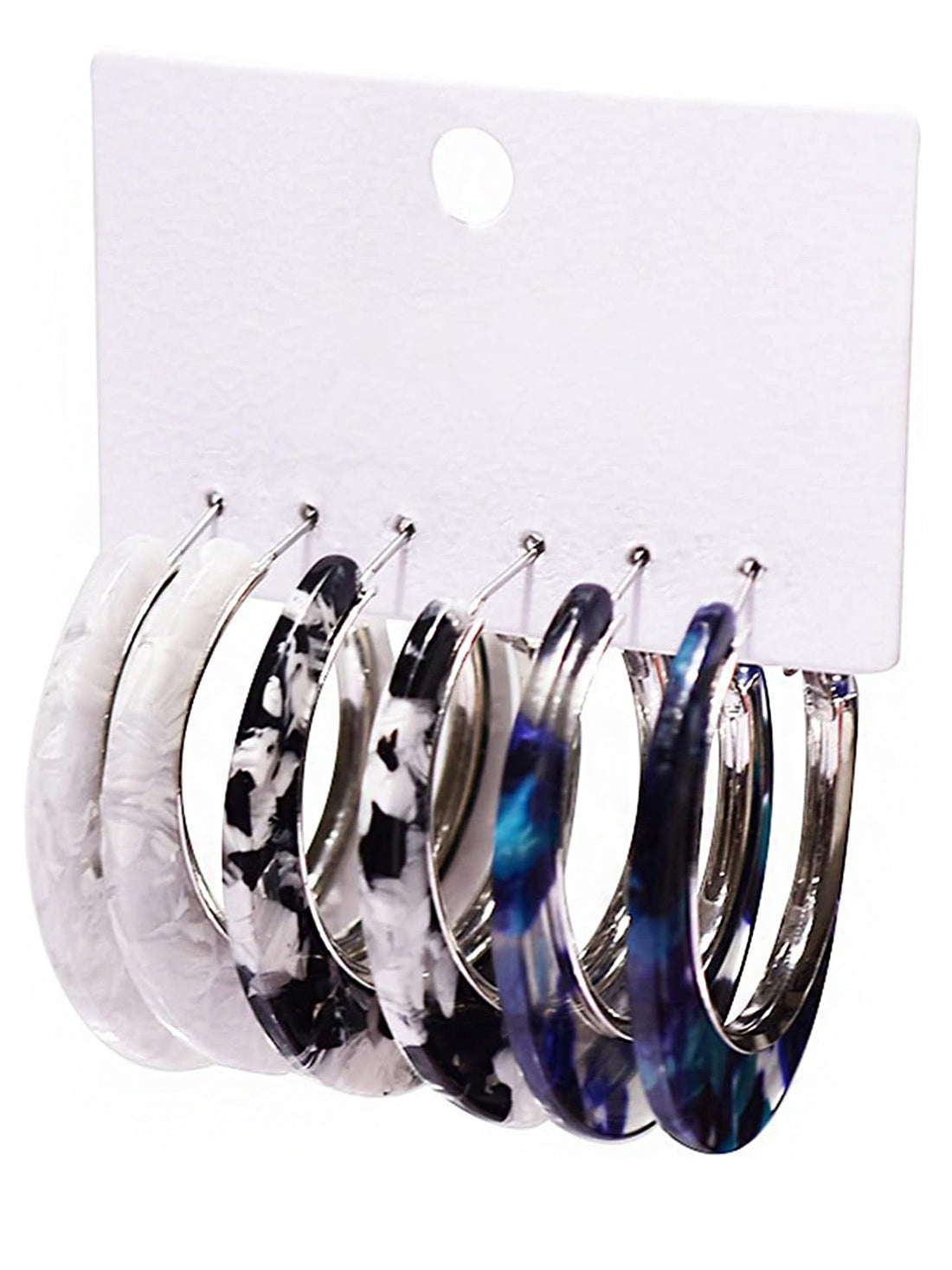 Bohey by KARATCART Set of 3 Pairs Silver Tone Multicolor Hoop Earrings for Women