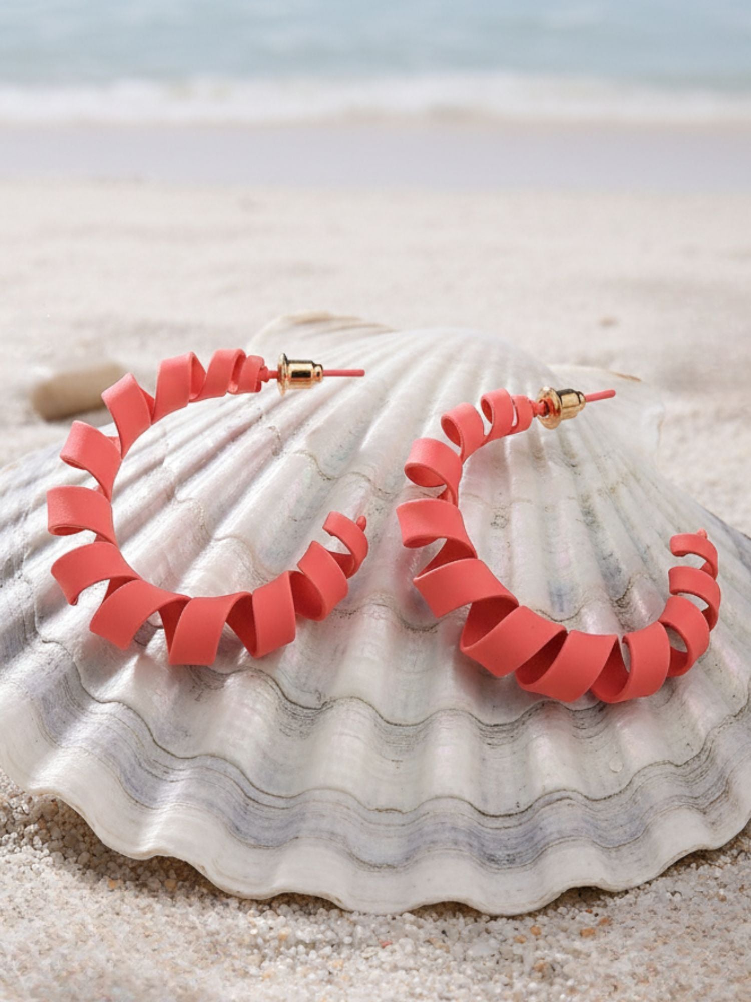 Bohey by KARATCART Pink Spiral Half Hoop Earrings for Women