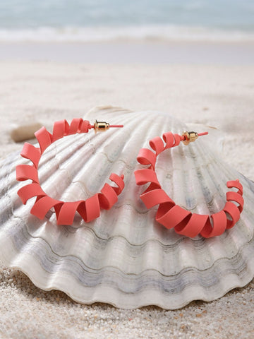 Bohey by KARATCART Pink Spiral Half Hoop Earrings for Women