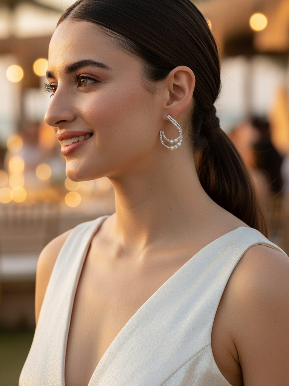 Bohey by KARATCART Gold-Plated Contemporary Gold Half Hoop Earrings for Women