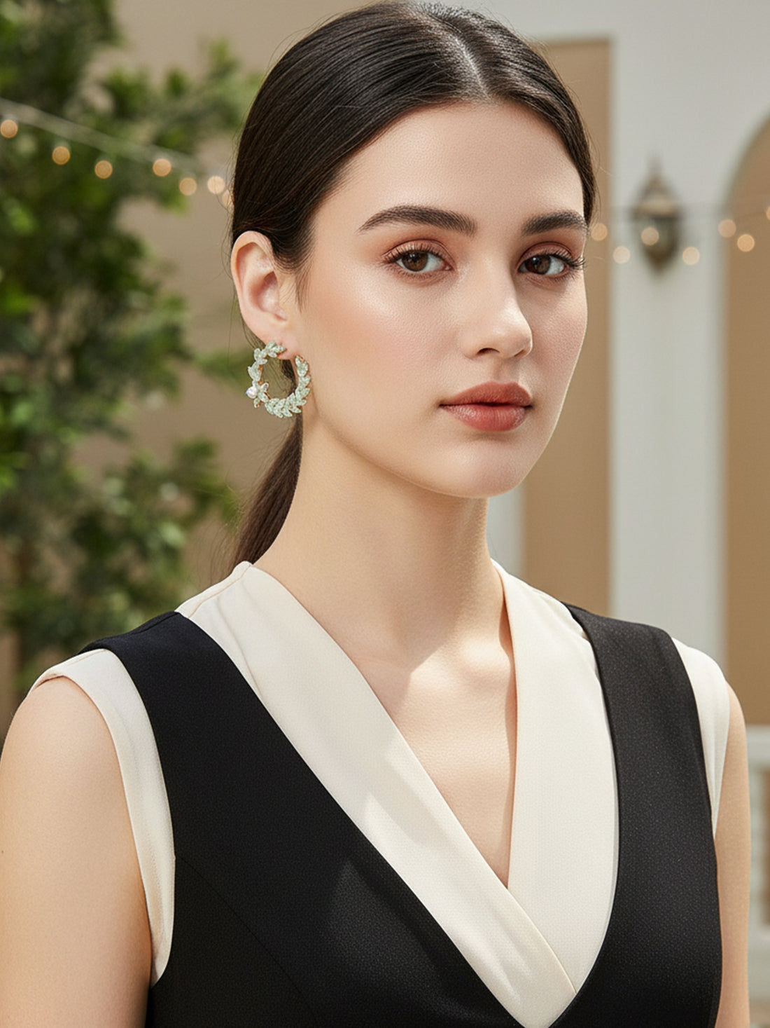 Bohey by KARATCART Gold Plated Sea Green Cubic Zirconia Round Dangler Earrings for Women