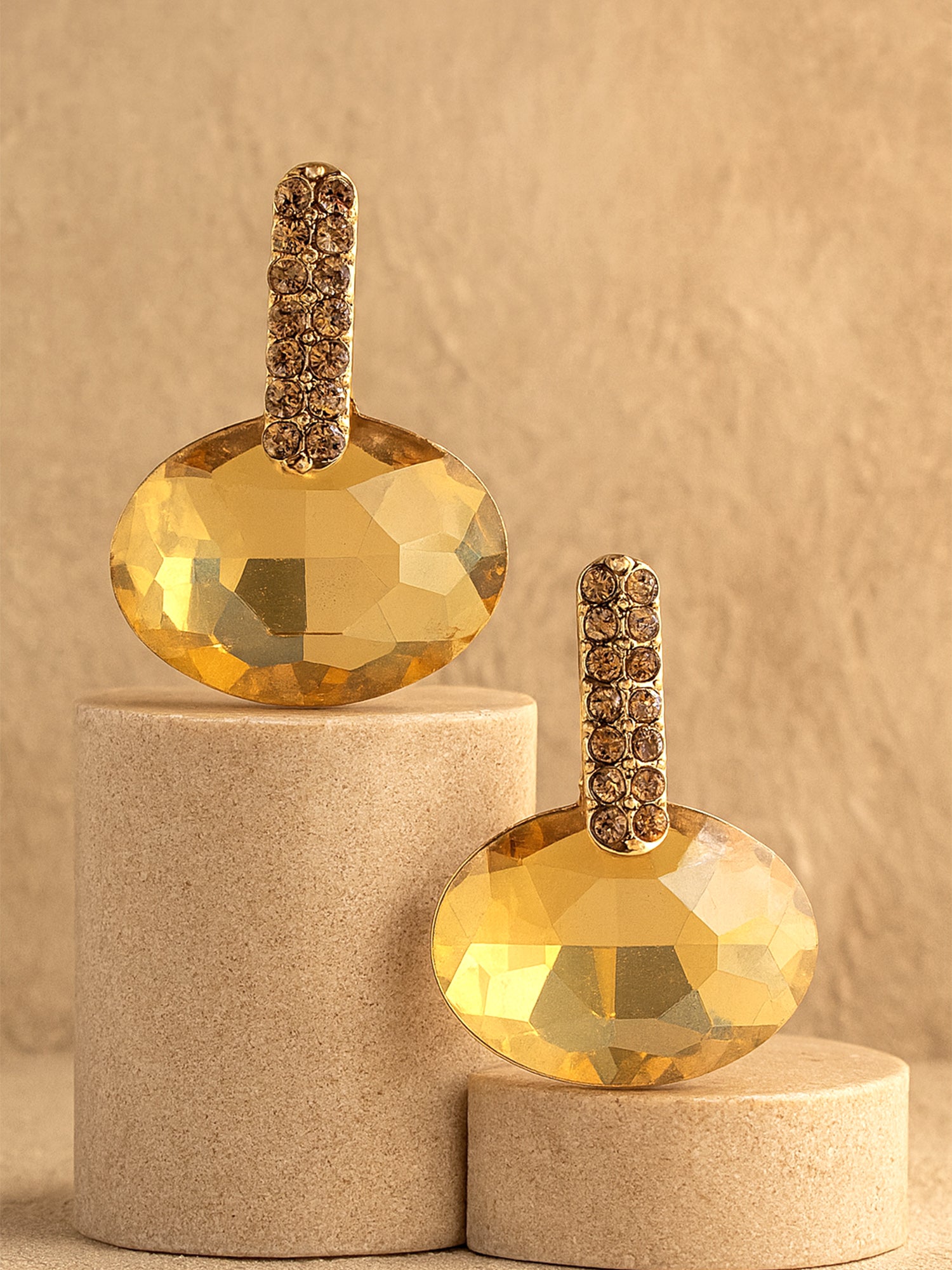 Bohey by KARATCART Gold-Plated Contemporary Brown Drop Earrings for Women