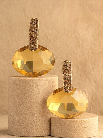 Bohey by KARATCART Gold-Plated Contemporary Brown Drop Earrings for Women