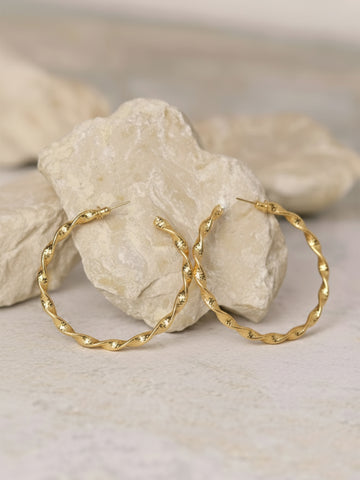Bohey by KARATCART Gold Plated Twisted Hoop Earrings for Women
