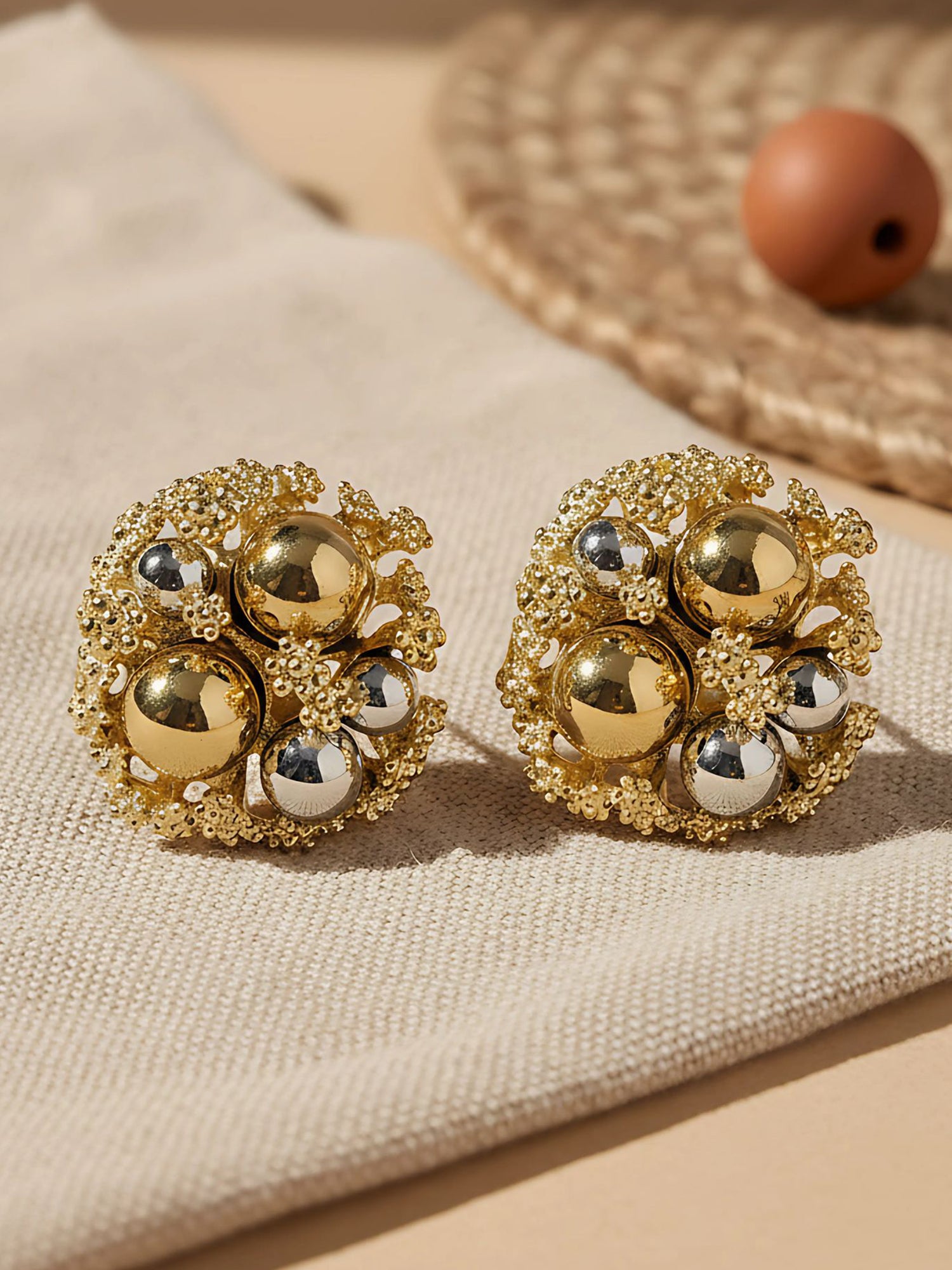 Bohey by KARATCART Set of 3 Round Stud Earrings for Women