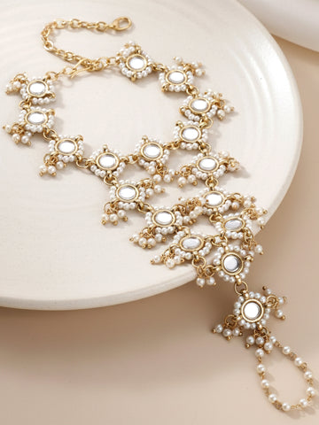 Women Gold-Toned Handcrafted Gold-Plated Hathphool