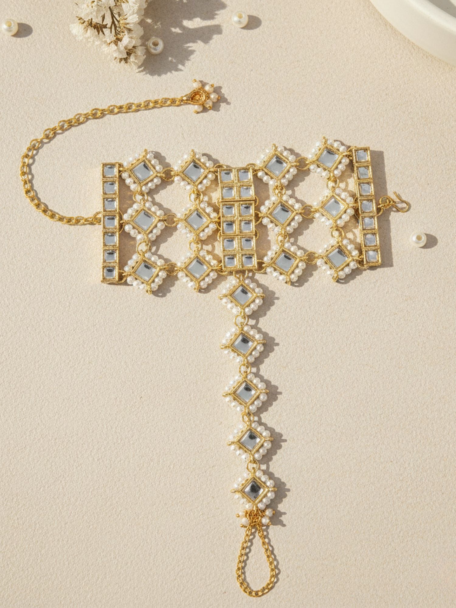 Karatcart Gold Plated Kundan Hathphool for Women