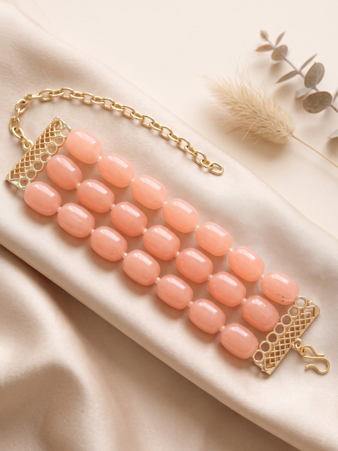 Pink Tumble Stone Beaded Bracelet for Women