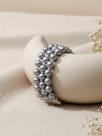 Women Silver-Plated Kundan Multistrand Bracelet