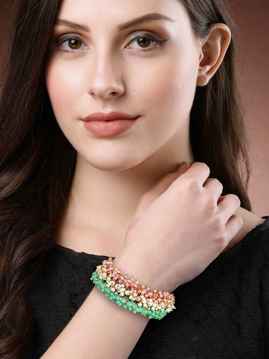 Elegant Tiranga Beaded Bracelet Pearl and Crystal Wraparound Accessory