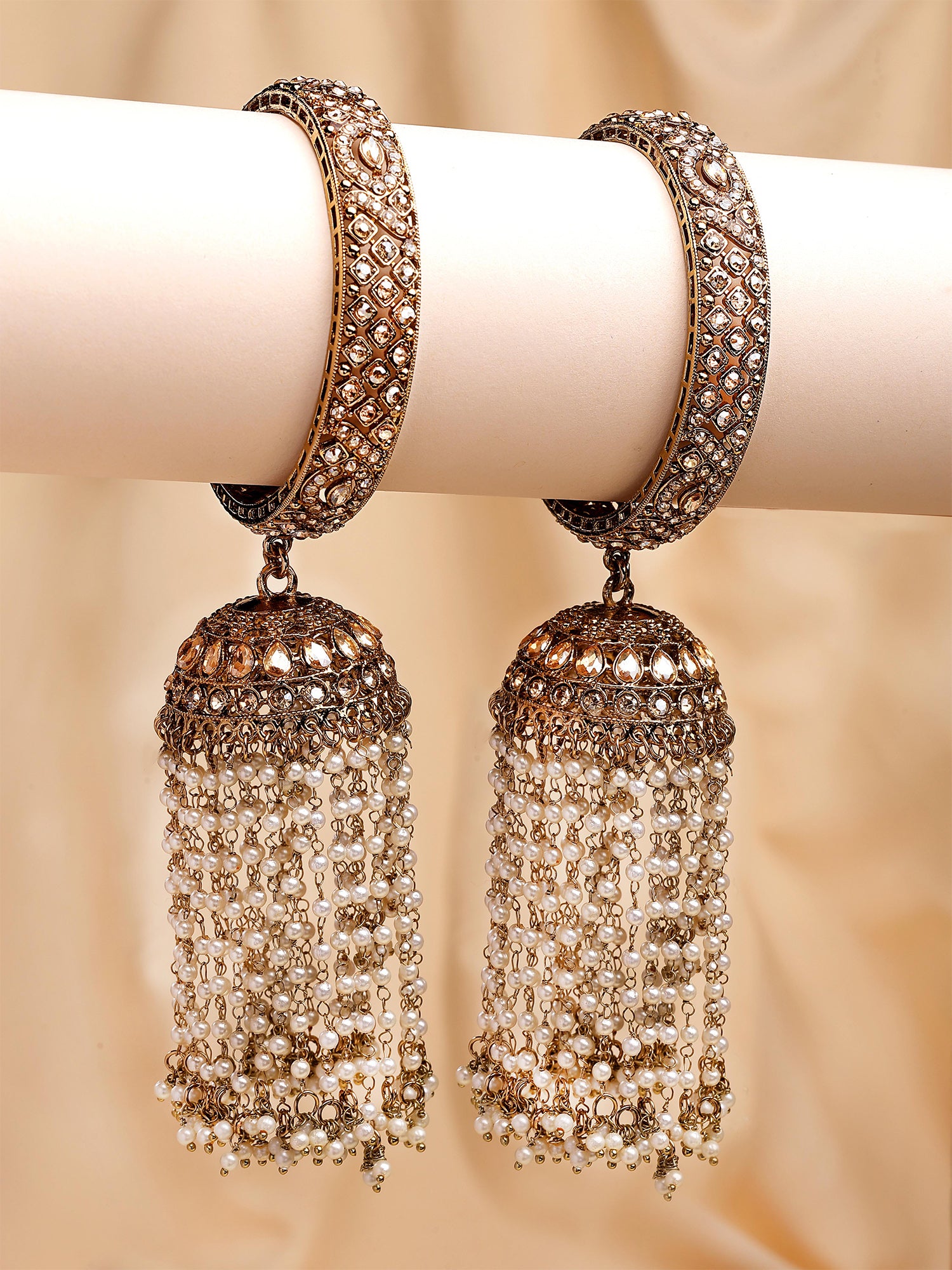 KARATCART Luxurious Antique Gold-Plated Bridal Kaleere Style Bangles for Women