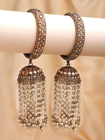 KARATCART Luxurious Antique Gold-Plated Bridal Kaleere Style Bangles for Women