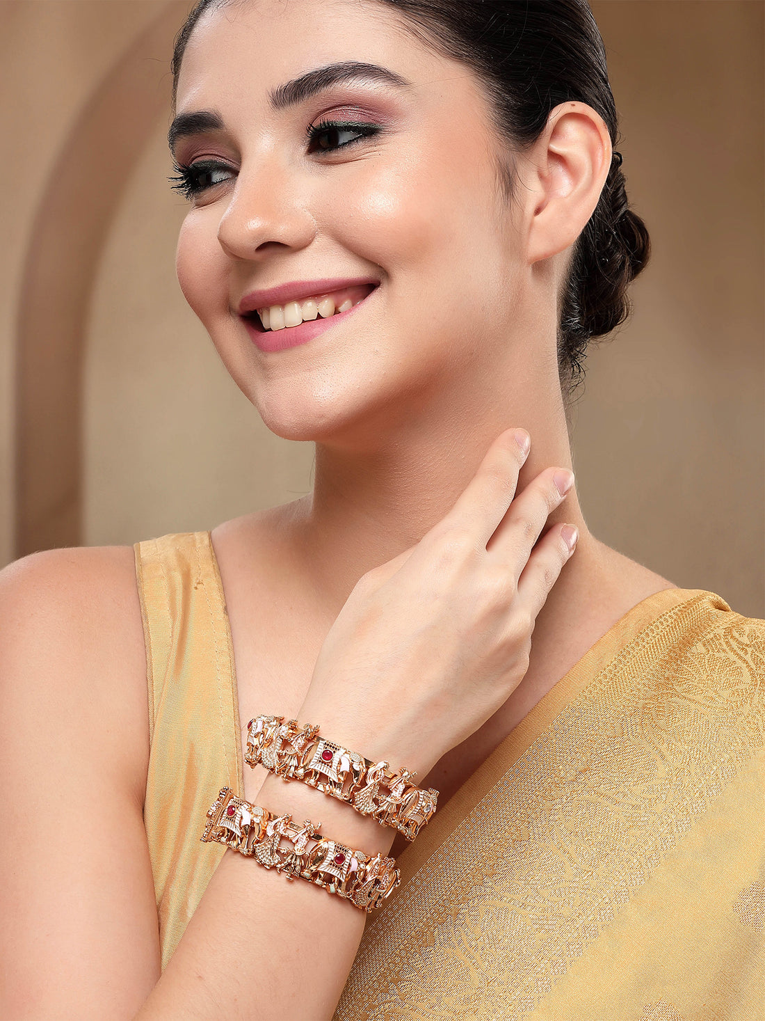 KARATCART Elegant Multicolor Meenakari Rajwadi Style Gold-Plated Wedding Bangles for Women