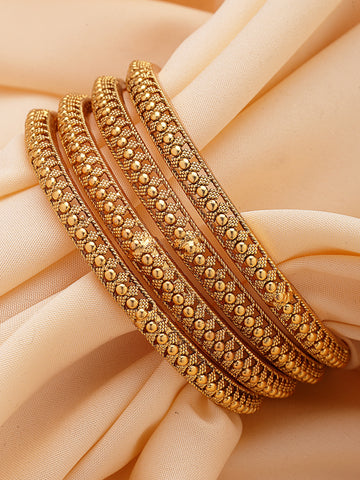 KARATCART Set of 4 Lightweight South Indian Style Gold-Plated Bangles for Women