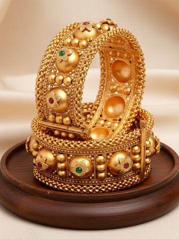 Traditional Gold-Plated Handcrafted Jadau Bangles