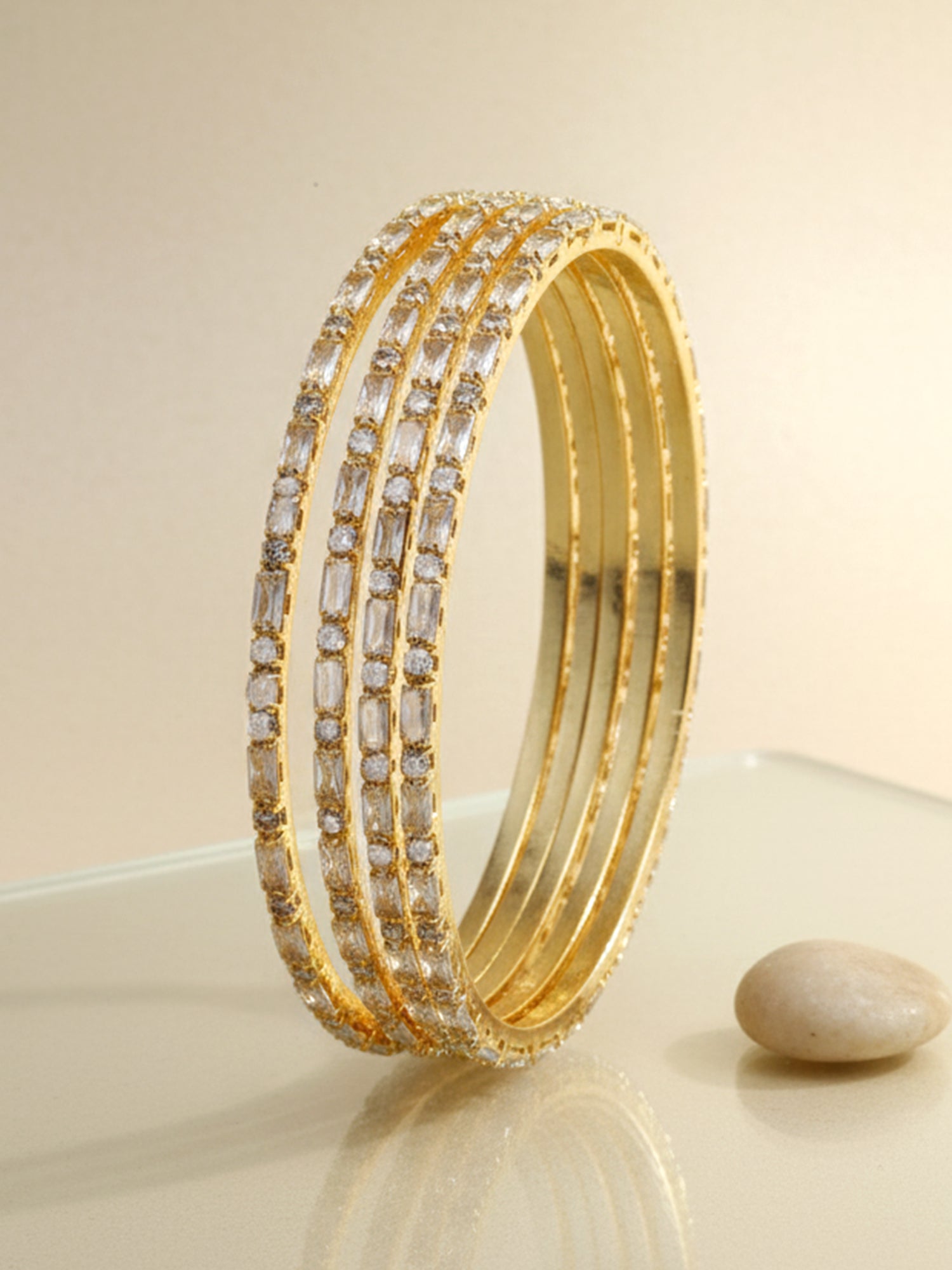 Karatcart Gold Plated AD Bangle Set for Women