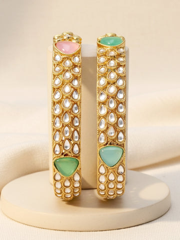 Karatcart Antique Gold Plated Kundan Bangle Set for Women