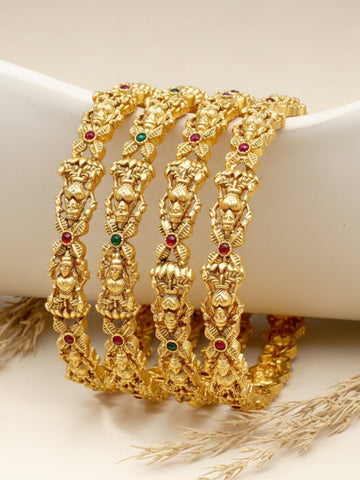 Karatcart Antique Gold Plated Mata Laxmi Rajwadi Temple Bangle Set for Women