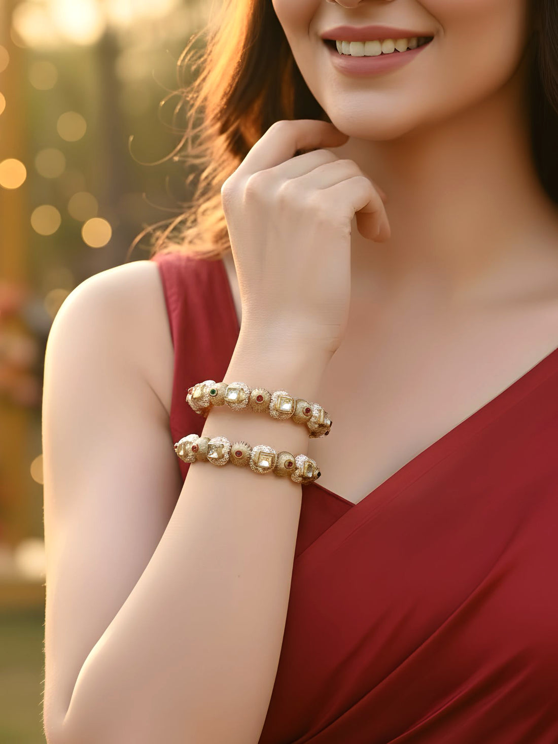 Karatcart Pink Meena Gold Plated Bangle Set for Women