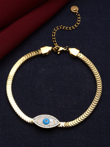 Bohey by KARATCART Gold Plated Adjustable Evil Eye Bracelet for Women