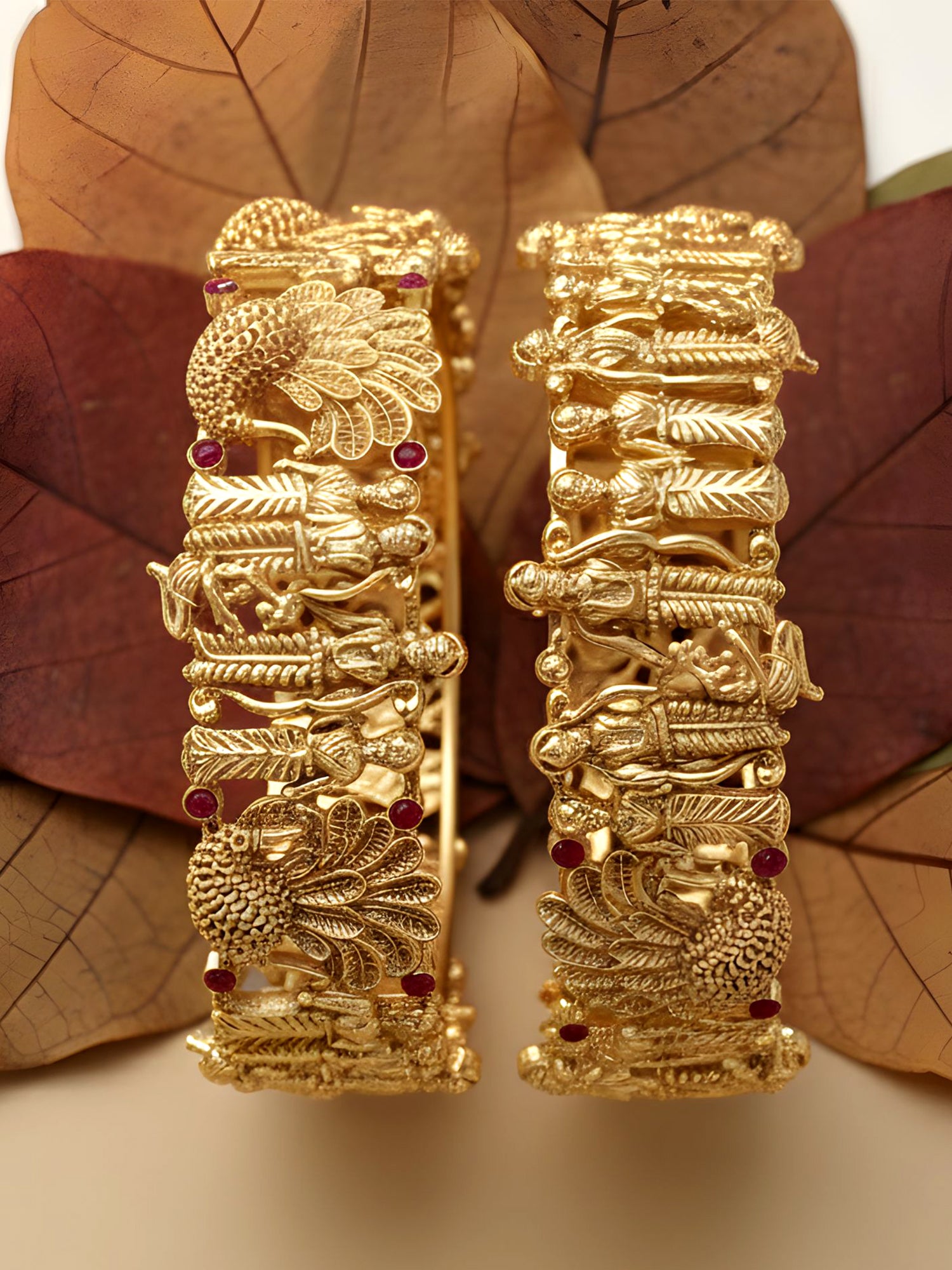 Karatcart Gold Plated Set of 2 Shri Ram Bangles for Women