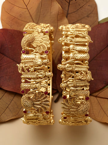 Karatcart Gold Plated Set of 2 Shri Ram Bangles for Women