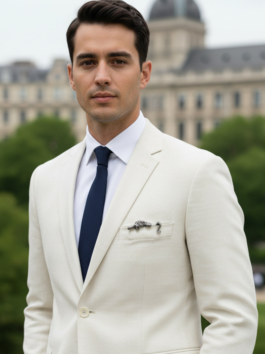 KARATCART Elegant Oxidized Silver Royal Tiger Design Blazer Pocket Brooch for Men