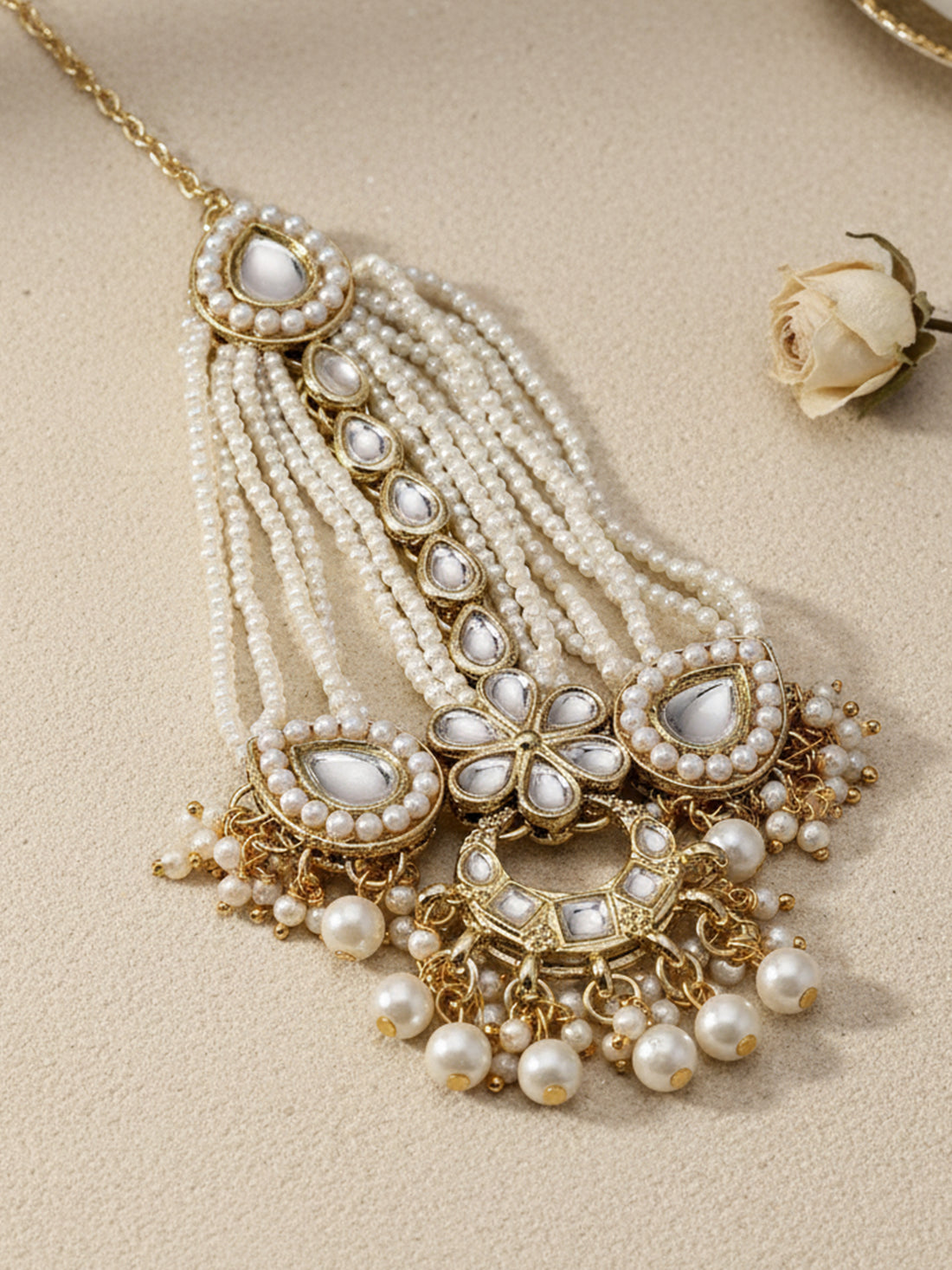 Karatcart Gold Plated Pearl Studded Kundan Passa for Women