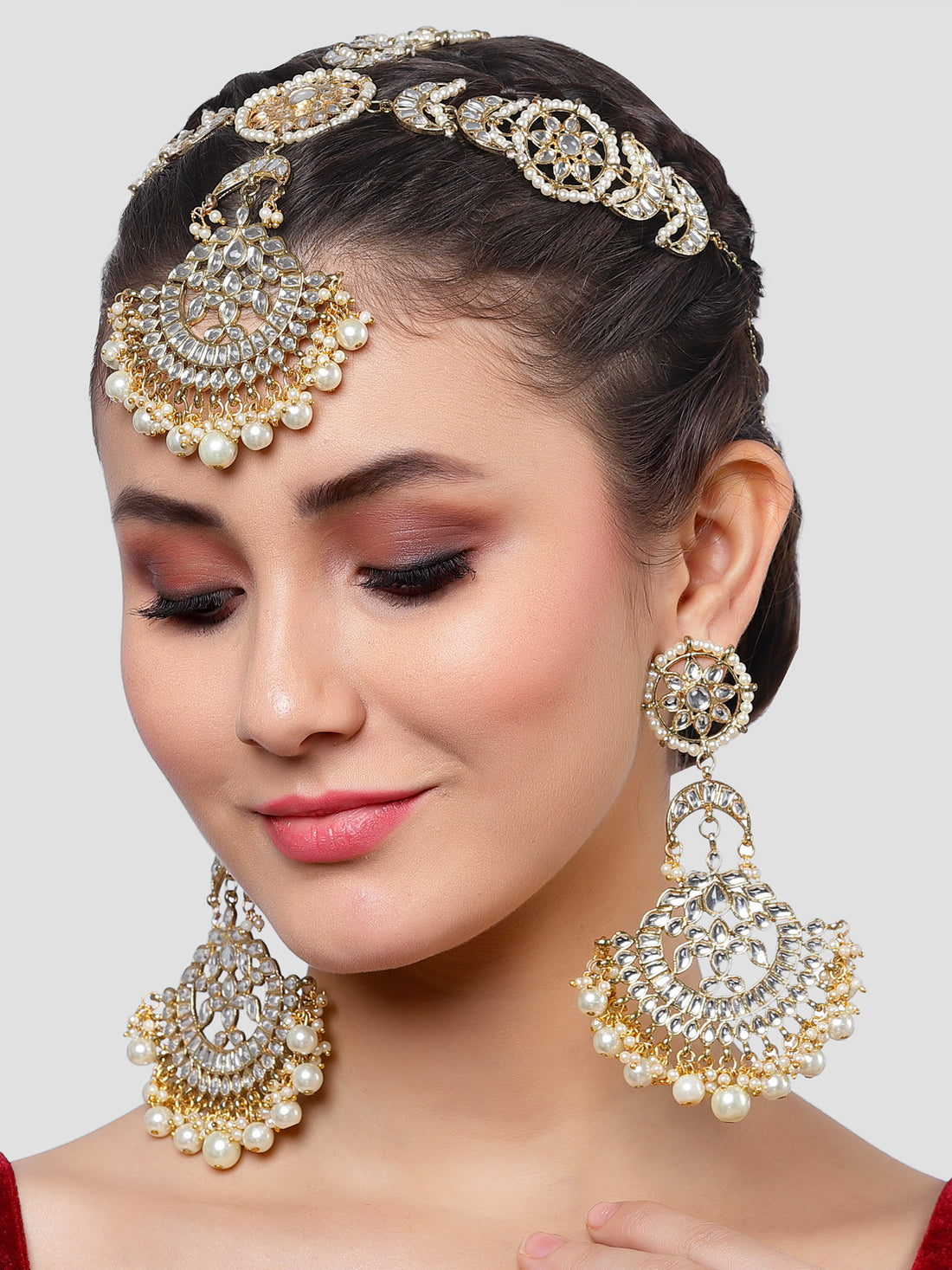 Karatcart Gold Plated Long Dangler Earrings with Kundan Mathapatti for Women