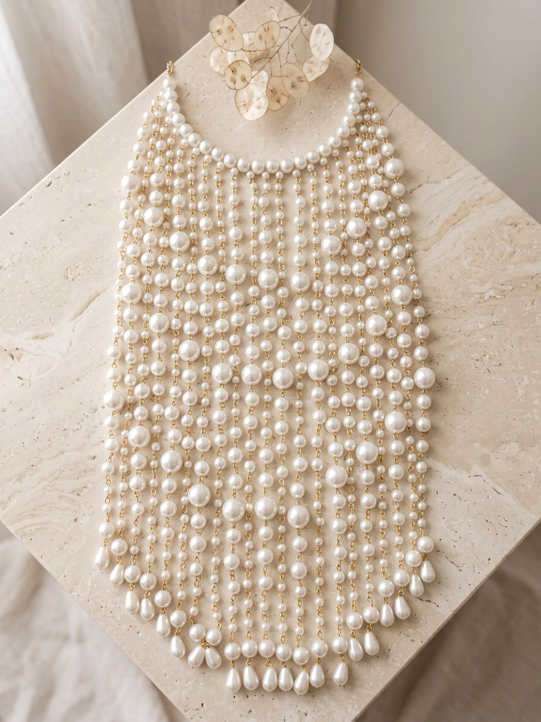KARATCART Traditional Gold-Plated White Pearl Multi-Layer Bridal Hair Juda for Women