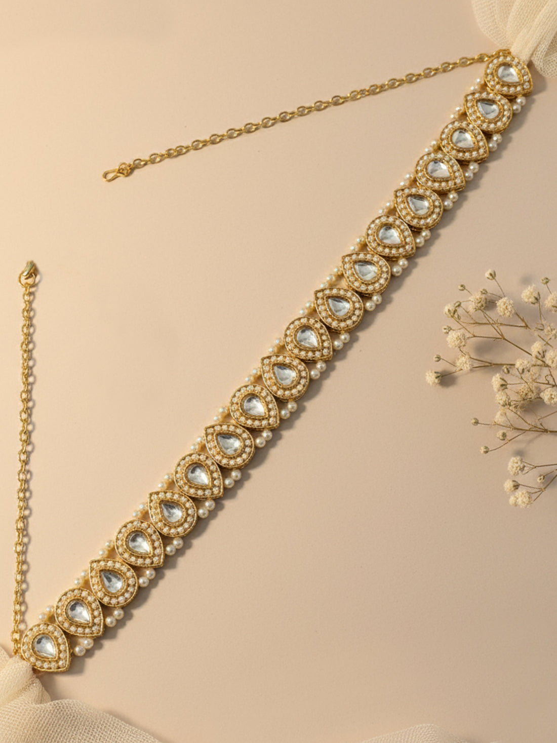 Karatcart Kundan Drop Studded Hairband