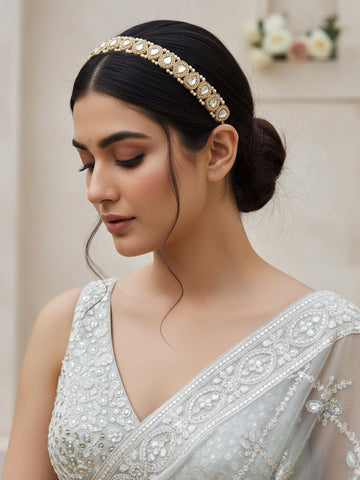 Karatcart Kundan Drop Studded Hairband
