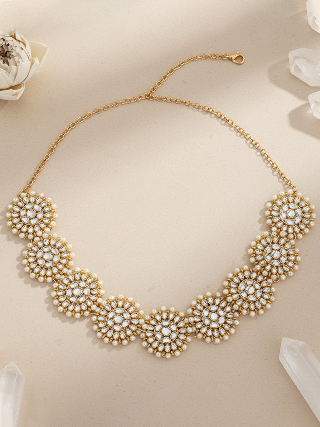 Floral Shape Kundan Studded Hairband