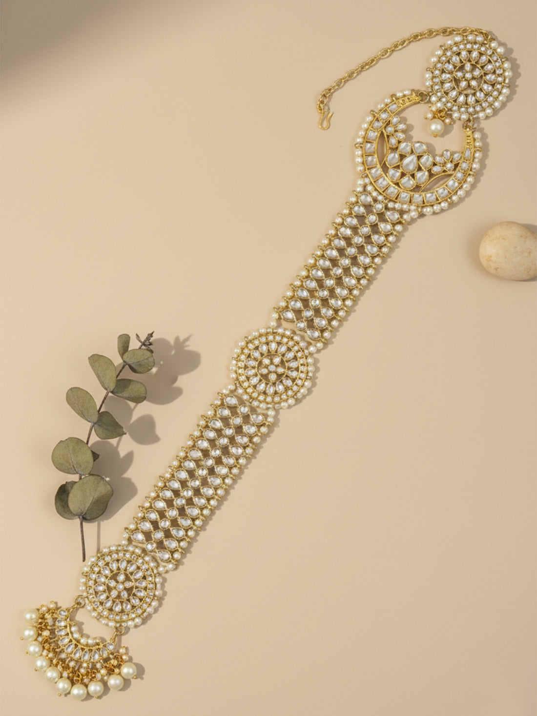 Karatcart Gold Plated Handcrafted Kundan Bridal Wedding Hair Braid Choti