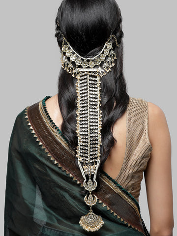 Karatcart Gold Plated Handcrafted Kundan Bridal Wedding Hair Braid Choti